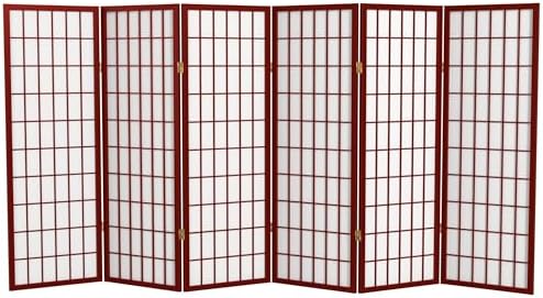 4 ft. Short Window Pane Shoji Screen - Rosewood - 6 Panels