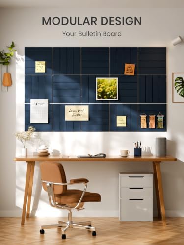 Bumusty 36" x 24" Large Cork Board Alternative, Carbon Blue