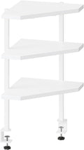 MAHANCRIS Clamp on Desk Corner Organizer, 3-Tier Desktop Shelf, Adjustable Desk Corner Storage Shelf with Metal Frame, for Office, Game Room,White DSWT5501