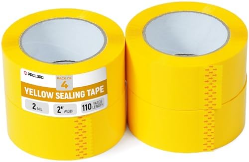 2" x 110 Yards Yellow Packing Tape, 4 Rolls