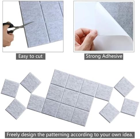 Large Cork Board Felt Board Tiles for Walls with 60 Push Pins, 11.8"x11.8" Pack of 12 Pin Board Notice Boards for Home Office Kitchen, Bulletin Board Wall Tiles for Photos Memos