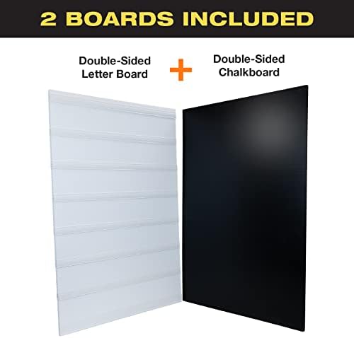 EXCELLO GLOBAL PRODUCTS Swinging Changeable Message Sidewalk Sign: 24" x 36" with 792 Pre-Cut Double Sided Letters and Storage Box. Includes Black Board & Letter Board (Green Color Legs)