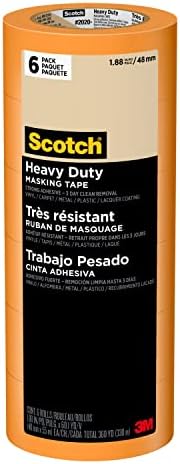 Scotch Heavy Duty Painter's Tape, 6 Rolls, 1.88 in x 60.1 yd, for Use On Vinyl, Carpet, Metal, & Plastic, Indoor & Outdoor Masking Tape, Bonds Aggressively, 3-Day Clean Removal (2020+-48EP6)
