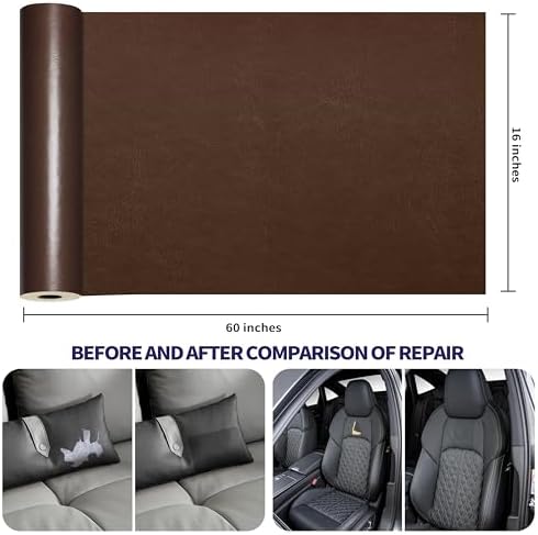 Besezx Leather Repair Patch Tape Kit, Self Adhesive Leather Repair for Furniture, Couch, Sofa, Car Seats,Office Chair,Vinyl Repair Kit.60inx16in