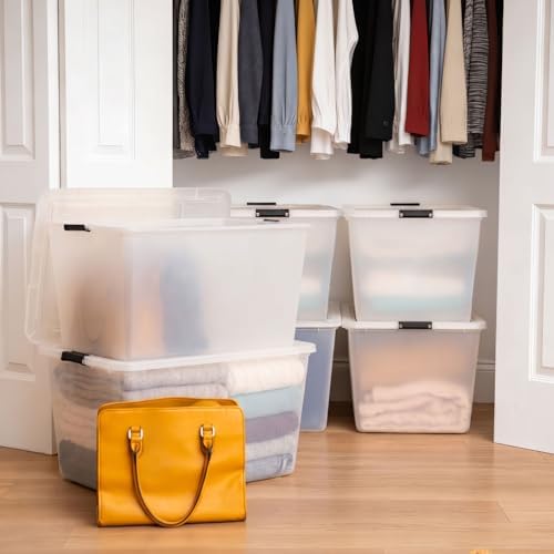 IRIS USA 6-Pack 55 Quart Clip Box with Latching Lid