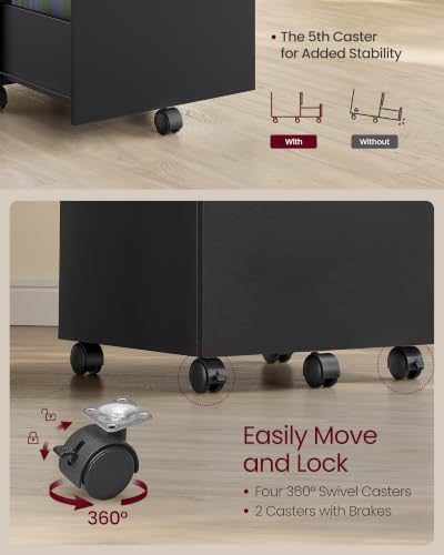 VASAGLE 2-Drawer File Cabinet, Small Rolling Filing Cabinet