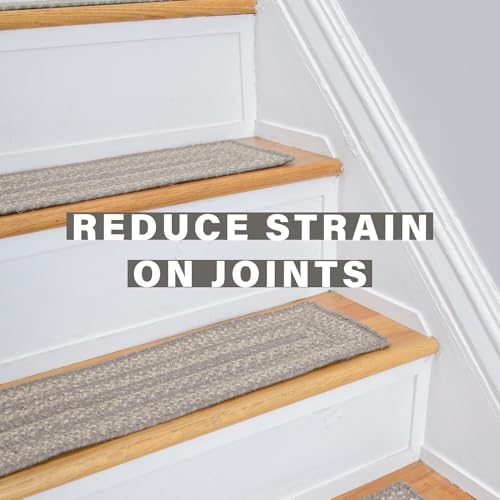 Homespice Grey Cloud Jute Braided Stair Treads, Rect 8x28 Set of 13
