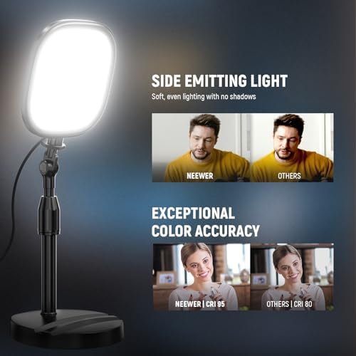 NEEWER Basics 5" Full Screen LED Ring Light with Stand for Desk Video Calls, CRI95, 10W Bi Color Edge Lit Zoom Conference Lighting for Computer Laptop Webcam Phone Streaming Recording, NL10