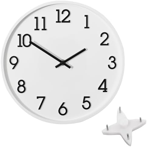 Clockswise 11" Modern Minimalist Round Wall Clock Black Arabic Numerals White Dial Analog Display Step Movement Mechanism Easy-to-Read Timepiece for Living Room Kitchen Office or Bedroom Wall Decor