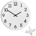 Clockswise 11" Modern Minimalist Round Wall Clock Black Arabic Numerals White Dial Analog Display Step Movement Mechanism Easy-to-Read Timepiece for Living Room Kitchen Office or Bedroom Wall Decor