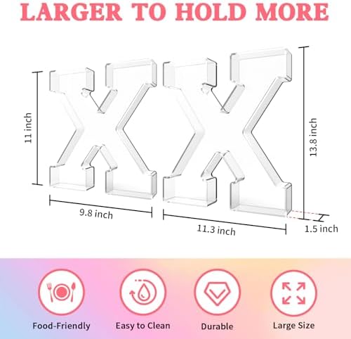 13.8" Acrylic Letter Charcuterie Tray,Fillable Alphabet Box (Letter X)