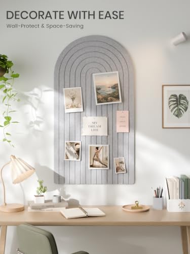 Large Arched Felt Bulletin Board 47.2''×25.5'', Soft Gray