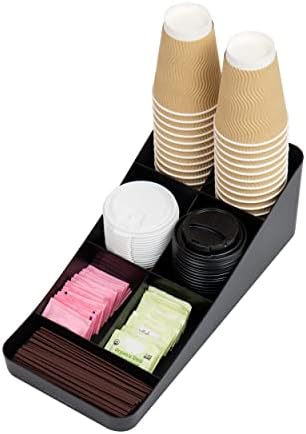 Mind Reader Tea Storage, Cup and Condiment Station, Set of 2, Countertop Organizer, Kitchen, 7.25"L x 15.5"W x 5.25"H, Black