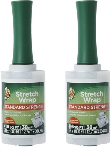 Duck Brand Stretch Wrap Roll, Clear, 5 inches by 1000 feet, 285849, Set of 2