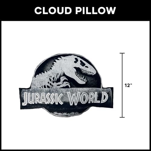 Northwest Jurassic World Stone Logo Cloud Pillow 12" – Plush Dinosaur Stuffed Toy for Kids & Adults, Soft Bedroom Decor, Gift for Boys & Girls