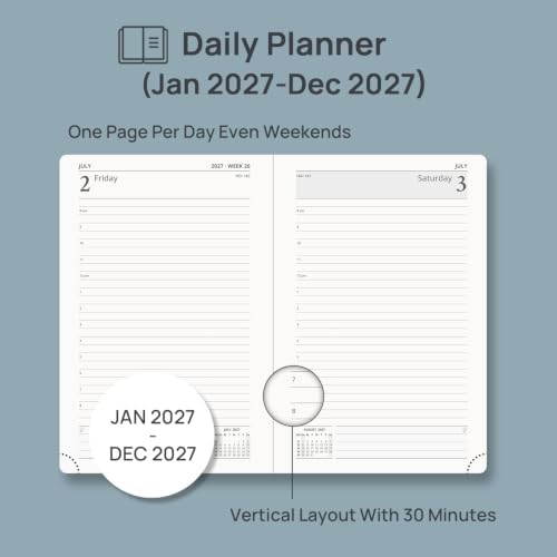 POPRUN 2027 Daily Planner One Page Per Day, 5.75" x 8.5",Page a Day Planner