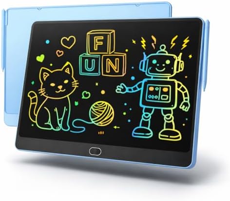 16 Inch Large LCD Writing Tablet for Kids, Colorful Reusable Electronic Doodle Board with Stylus, Educational Drawing Pad for Math Practice & Learning, Travel Essential Toys for Boys Girls (Blue)