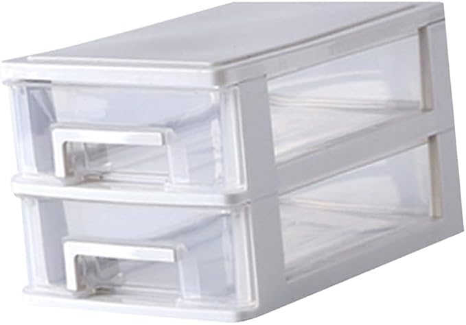 Portable Two Storage Cabinet Drawers Stackable Storage Organizer Multifunctional Desktop Storage Case Office Bedroom Bathroom Craft Supplies Transparent