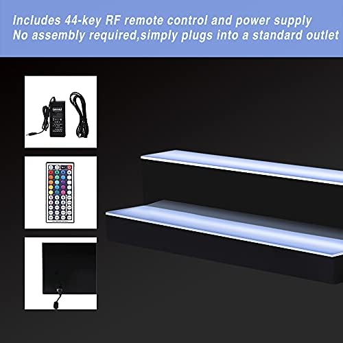 MESAlLUP Acrylic 40 Inch 2 Tier LED Liquor Bottle Display Shelf, Lighted Bar Shelves with APP or Remote Control, Mulit Color Lighting for Home Mini Bars Decor, Restaurants & Party Use