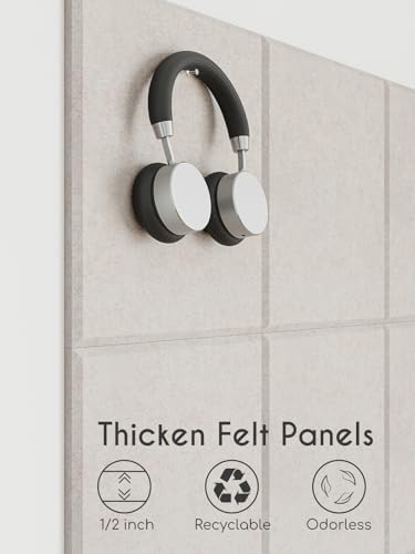 Thick Felt Pin Board Tiles 24 Pack, 11.8x11.8 Bulletin Board for Wall