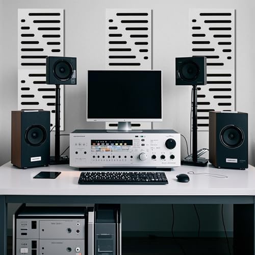 Art3d High-Density Acoustic Panel, Stripe Design, 16 x 12 in, 6-Pack, White