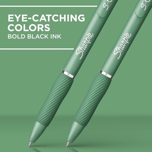 Sharpie S-Gel Gel Pens Drawing Pens Gel Ink For Journaling Writing Coloring Medium Point (0.7Mm) Green Barrel Black Ink 4 Count, Pack of 36