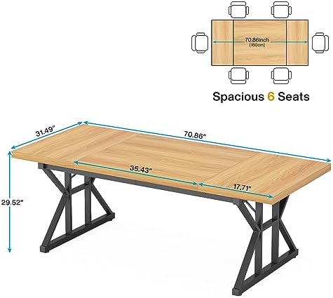 Tribesigns 70.8-Inch Executive Desk, Large Computer Office Desk Workstation, Modern Simple Style Laptop Desk Study Writing Table Business Furniture for Home Office (Light Walnut/Black, 70.8 Inch)