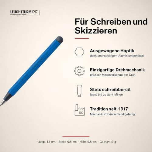 LEUCHTTURM1917 - Drehgriffel Mechanical Pencil - Refillable Writing Stylus with 0.7 mm HB Graphite Lead (Sky)