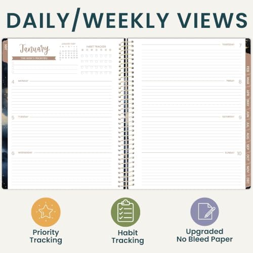 bloom daily planners 2027 Planner for Women (8.5" x 11") - Weekly & Monthly Calendar Year (January to December) Softcover Agenda Book Organizer with Stickers & Stencil - Midnight Sky