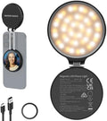 NEEWER Basics Magnetic LED Selfie Light Compatible with MagSafe iPhone, Desk Stand Phone Holder with Makeup Mirror 1160lx/0.2m 900mAh CRI95 Fill Lighting for Video Recording Streaming, Black NL48R