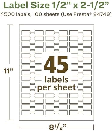 Avery® EcoFriendly Matte White Recycled Barbell Labels, 0.5" x 2.5", Matte White Labels, Permanent Adhesive, Laser/Inkjet Printable, 4,500 Total