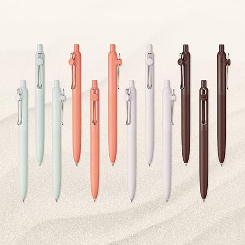 uniball Zento Liquid Gel Ink Retractable Pens, Medium Point (0.7mm), Boho Barrels, Black Ink, Dozen (Pack of 12)
