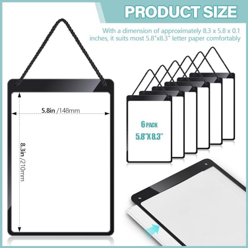Thyle 6 Pcs Business Retail Hanging Sign Holder 8.3 x 5.8 Inch Plastic Advertising Signage Sign Holder Craftsman's Stall Clear Poster for Store Supermarket Exhibition Mall Restaurant Display