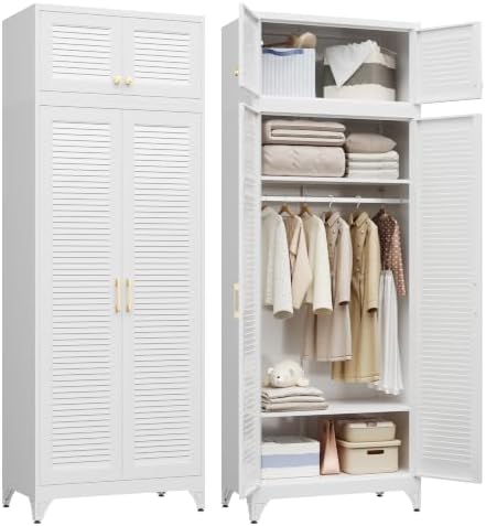 Steeloong 86"Armoire Wardrobe Close,Metal Wardrobe Cabinet with Hanging Rod