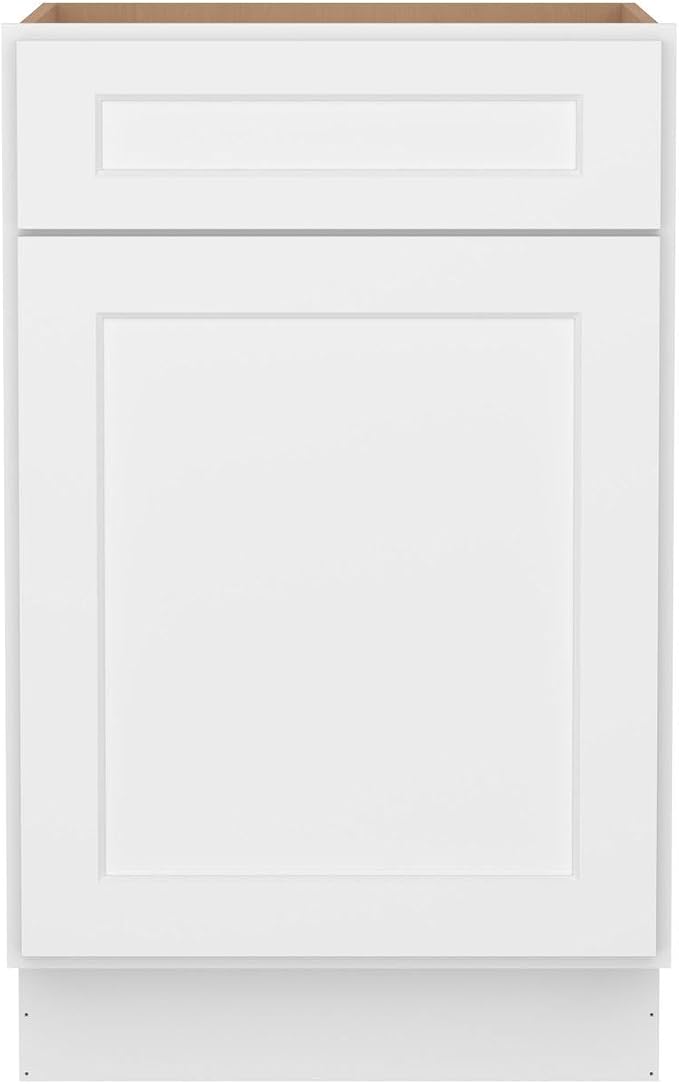 Furinno Shaker Drawer Base Kitchen Cabinet with 1-Door, White | 24 D x 21 W x 34.5 H, Adjustable Hinges, Soft-Close Shaker-Style Door, Ready to Assemble, Plywood, for Pantry, Dining Room