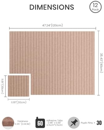 Bumusty 48"x 36" Large Felt Bulletin Board Tiles, Terracotta