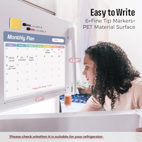 loukin Static Cling Monthly & Weekly Dry Erase Calendar, Whiteboard Planner