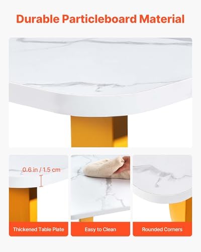 VEVOR Executive Desk, 63" W x 31.5" D Large Office Desk, Modern Computer Table Conference Meeting Room Table, Business Furniture Enlarged Desktop for Home Office, White and Gold