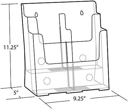 Azar Displays, 252380, Letter Size Brochure Holder, 2 Tier Literature Display, Flyer Organizer for Retail, Office Supplies Organizer, Magazine, File & Document Holder for Counter or Wall, Clear