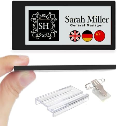 [Santek] EZ Sign NFC E-Paper Display – No Battery, Ultra-Thin 0.13”, Rewritable 4-Color Digital Display, App-Controlled (iOS/Android/PC), IP65 (Black, 2.9 inch)