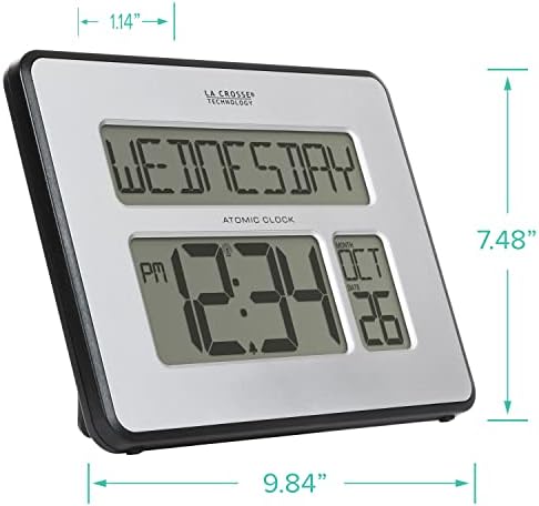 La Crosse Technology 513-1419BLv4-INT Backlight Atomic Full Calendar Clock with Extra Large Digits