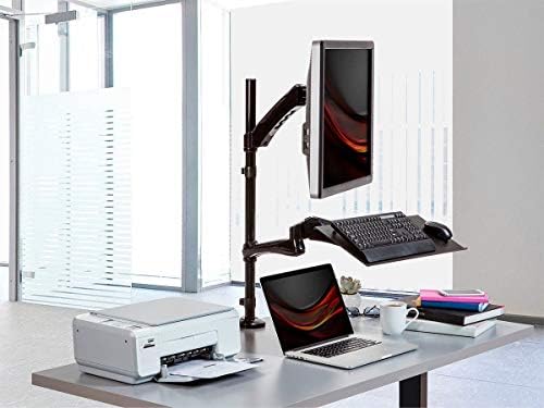 Monoprice Articulating Gas Spring Sit Stand Monitor and Keyboard Workstation Mount - for Displays 13in to 26in, VESA 75x75 to 100x100, Easy to Use, Compatible with Most Desks, Black