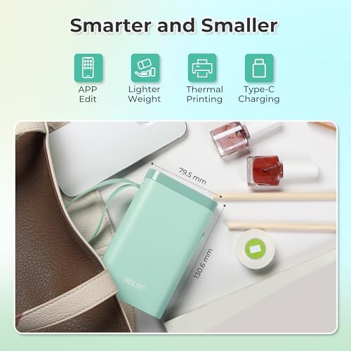 Nelko P21 Label Maker Machine with Tape, Bluetooth Label Printer, Green