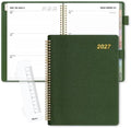 SUNEE 2027 Weekly & Monthly Planner 9"x11.2"- 12 Month (January 2027 - December 2027), Vegan Leather Cover, Pocket, Bookmark, Notes, Monthly Tab, Deep Green