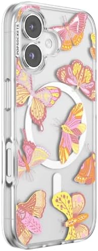PopSockets iPhone 16 Phone Case with MagSafe- Sunset Mariposa | Magnetic, Wireless Charging, Camera & Drop Protection, Butterfly, Moth, Luna, Western, Boho, Aesthetic