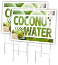Coconut Water 2 Pack Of 24" x 36" Yard Sign & Stake | Advertise Your Business | Stake Included Image On Both Sides | Made in The USA