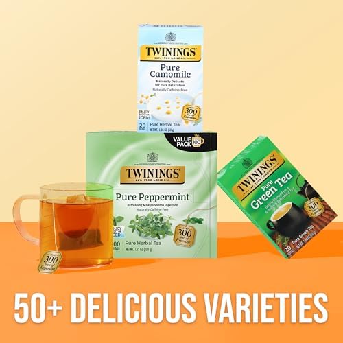 Twinings Pure Peppermint Caffeine-Free Tea Herbal Bags, 100 CT Box (1 Pack)