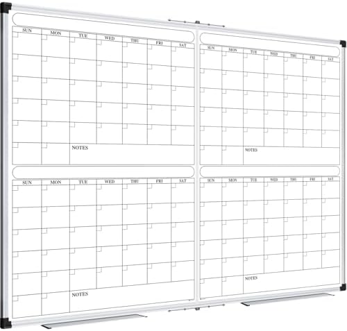 XBoard Magnetic Calendar Whiteboard 48x36 Inches 4 Month