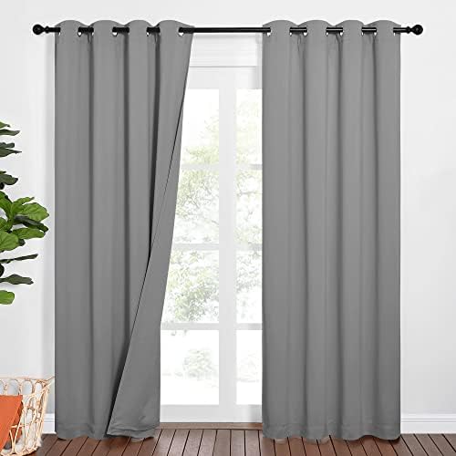 NICETOWN Noise Insulation Curtain Panels, Pair of Energy Smart & 100% Blackout Echo of Sounds Reducing Drapes for Dining Room, Thermal Guest Room Lined Window Dressing(Silver Grey, 52 x 84 inch)