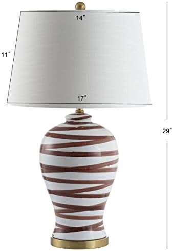 JONATHAN Y Joelie Ceramic Table Lamp Modern Coastal 29", Brown/White